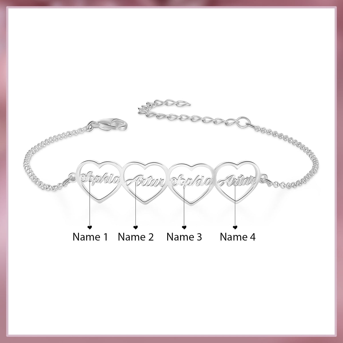 Custom Name Heart Shaped Bracelet for Women