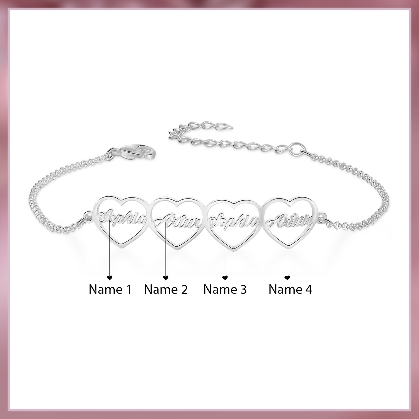 Custom Name Heart Shaped Bracelet for Women