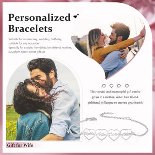 Custom Name Heart Shaped Bracelet for Women