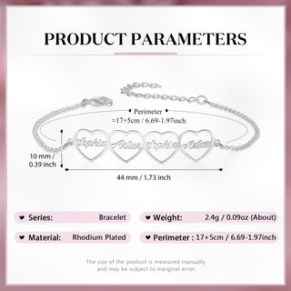Custom Name Heart Shaped Bracelet for Women