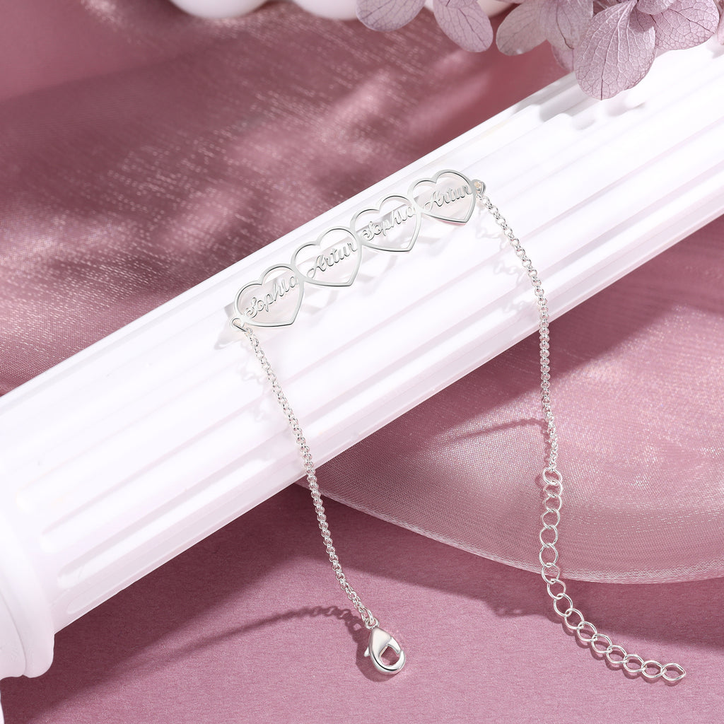 Custom Name Heart Shaped Bracelet for Women