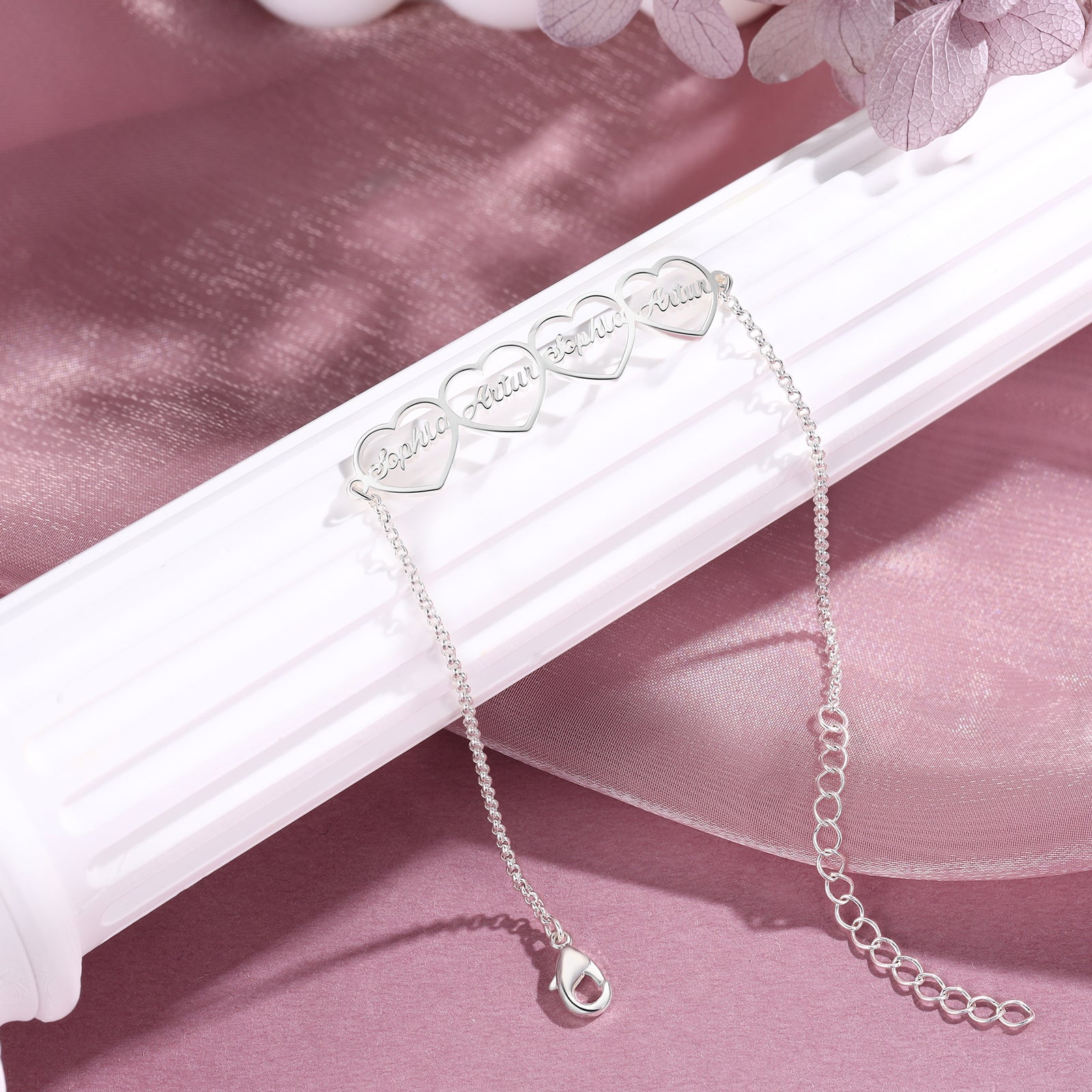 Custom Name Heart Shaped Bracelet for Women