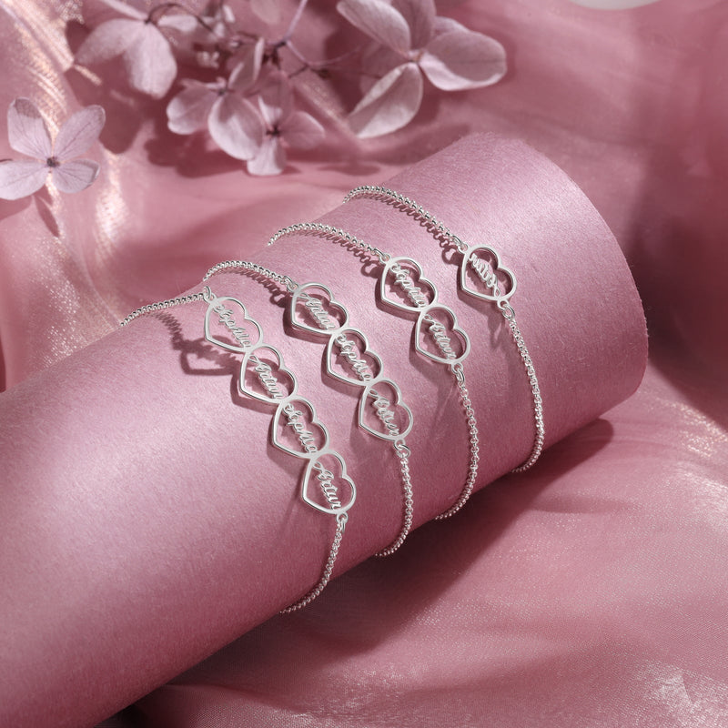 Custom Name Heart Shaped Bracelet for Women
