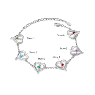 Custom Name Birthstone Women Heart Shape Bracelet