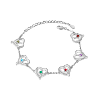 Custom Name Birthstone Women Heart Shape Bracelet