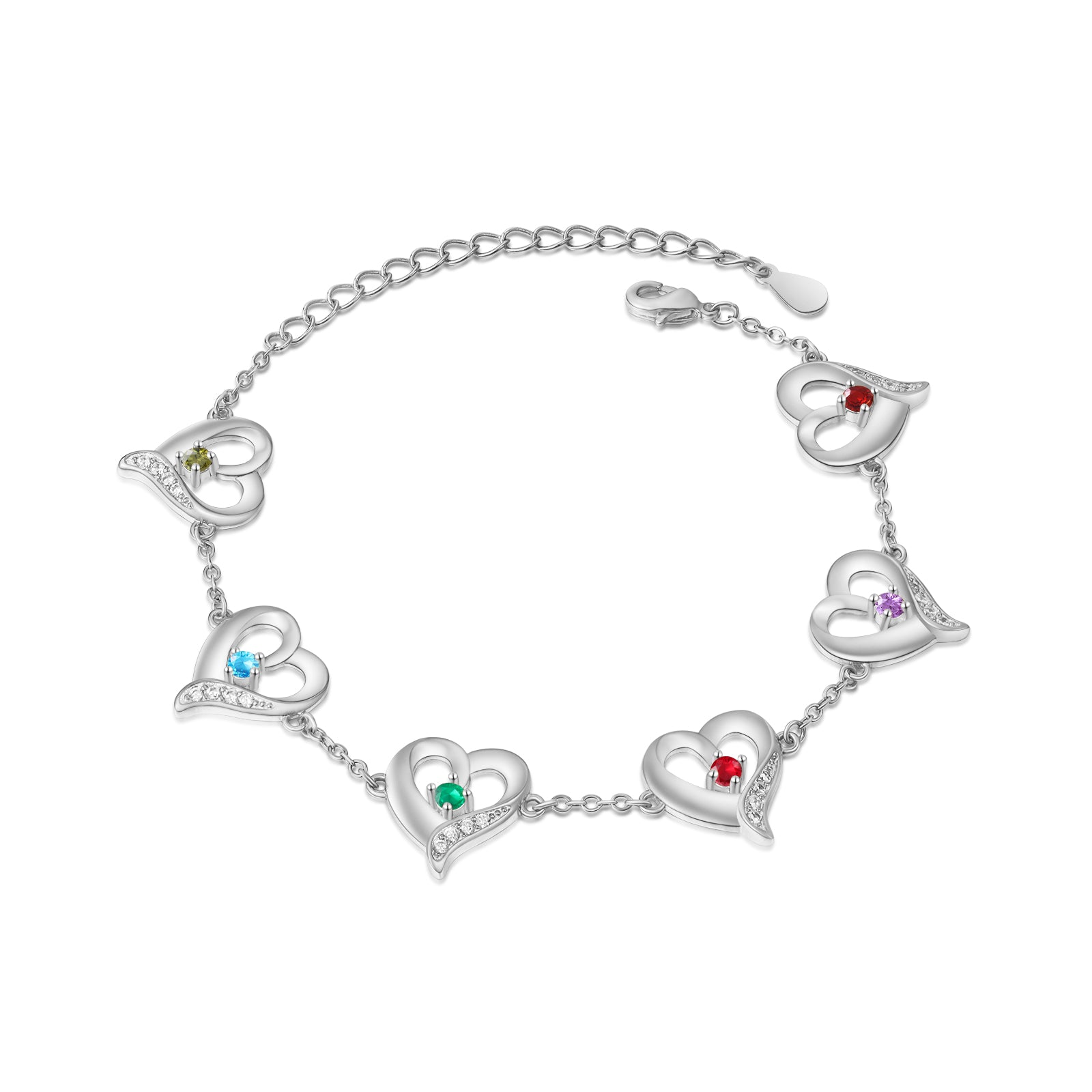 Custom Name Birthstone Women Heart Shape Bracelet