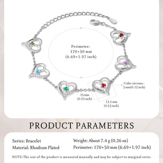 Custom Name Birthstone Women Heart Shape Bracelet
