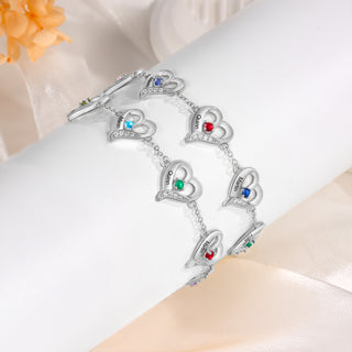Custom Name Birthstone Women Heart Shape Bracelet