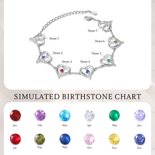 Custom Name Birthstone Women Heart Shape Bracelet