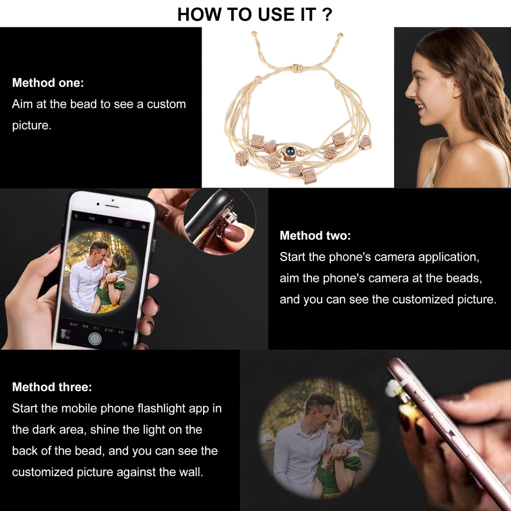 Custom Photo Projection Braided Bracelet