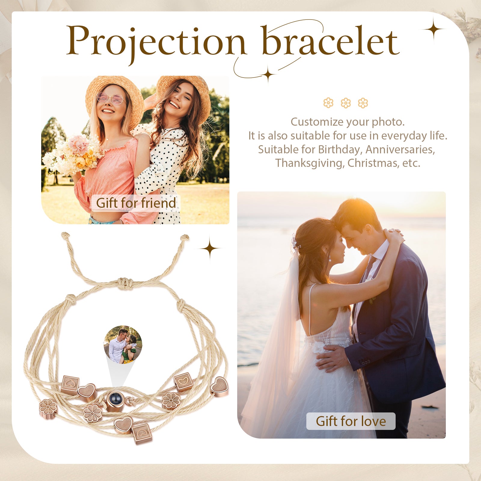 Custom Photo Projection Braided Bracelet