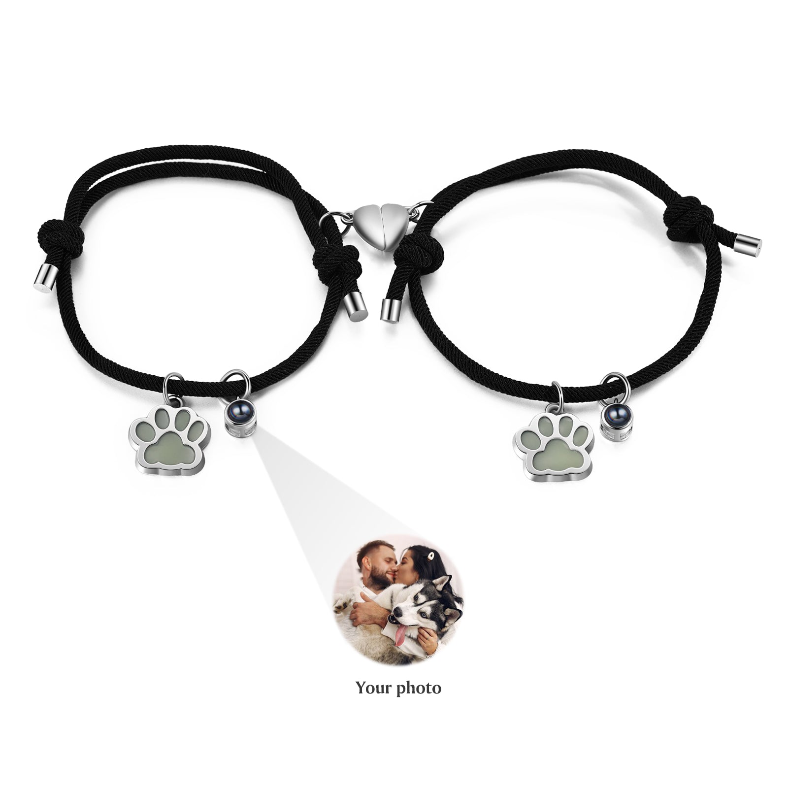 Custom Photo Couple Luminous Projection Woven Bracelet