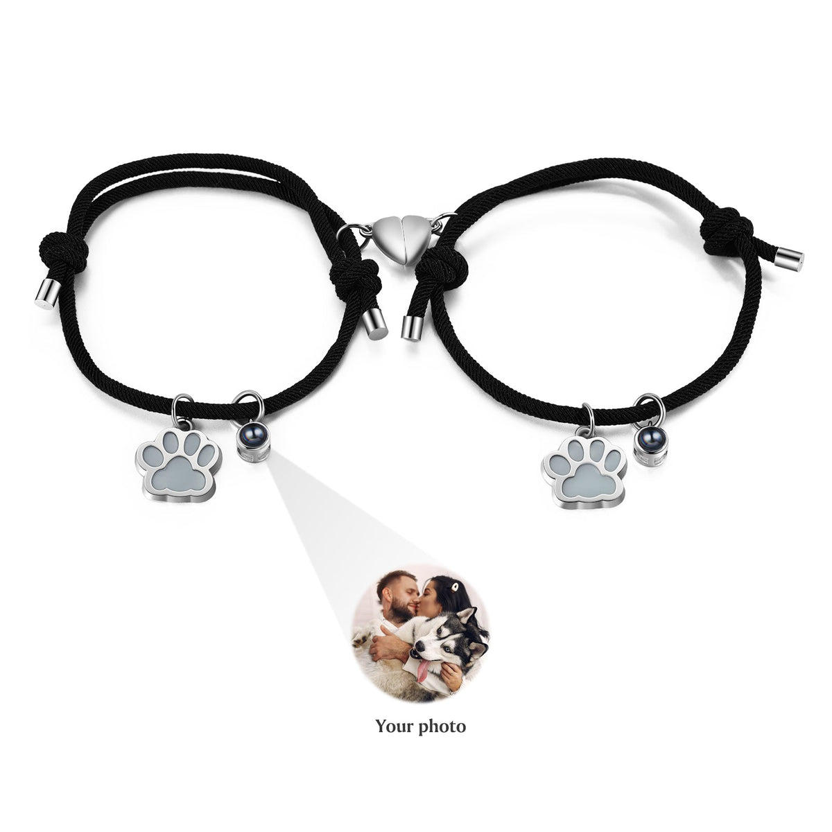 Custom Photo Couple Luminous Projection Woven Bracelet