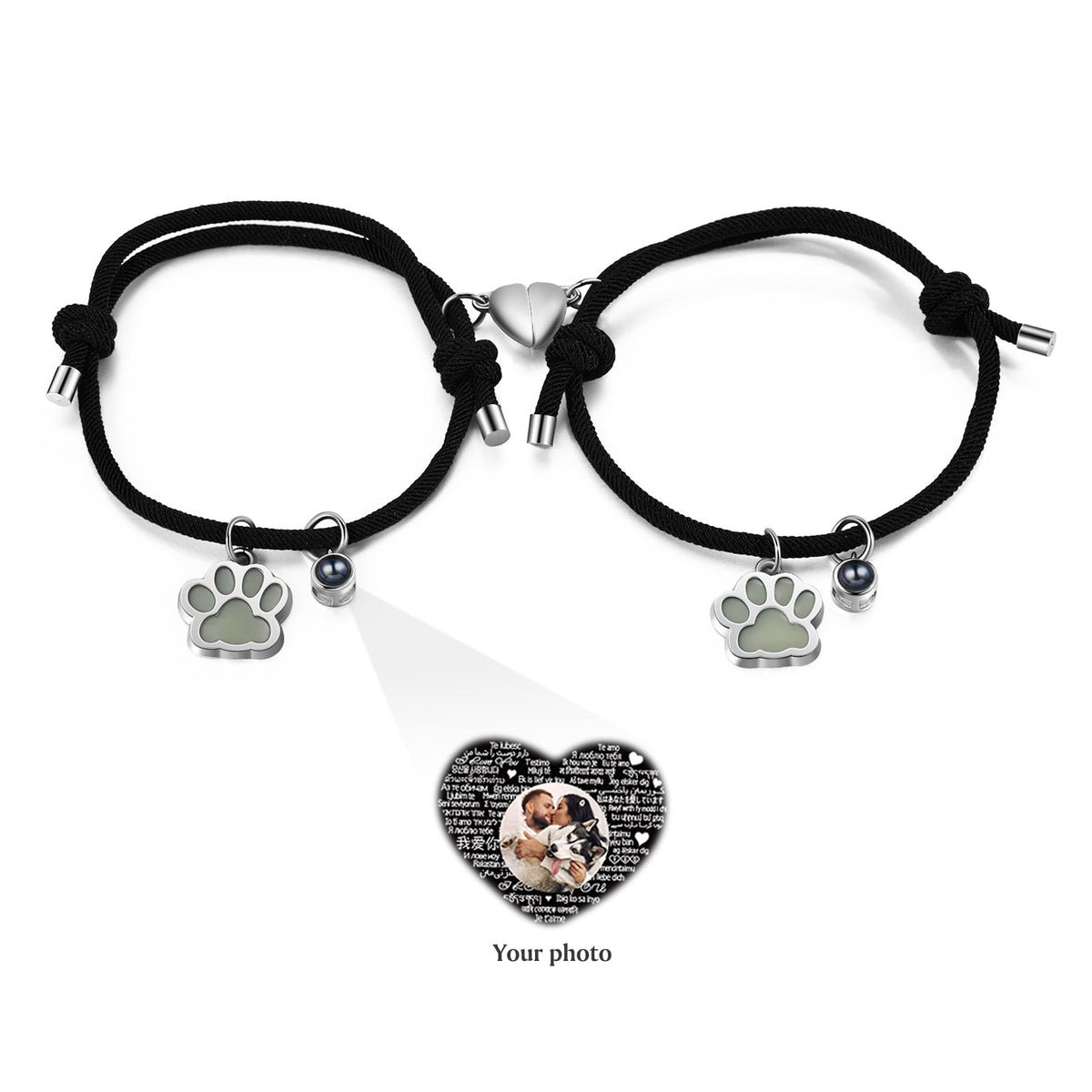 Custom Photo Couple Luminous Projection Woven Bracelet