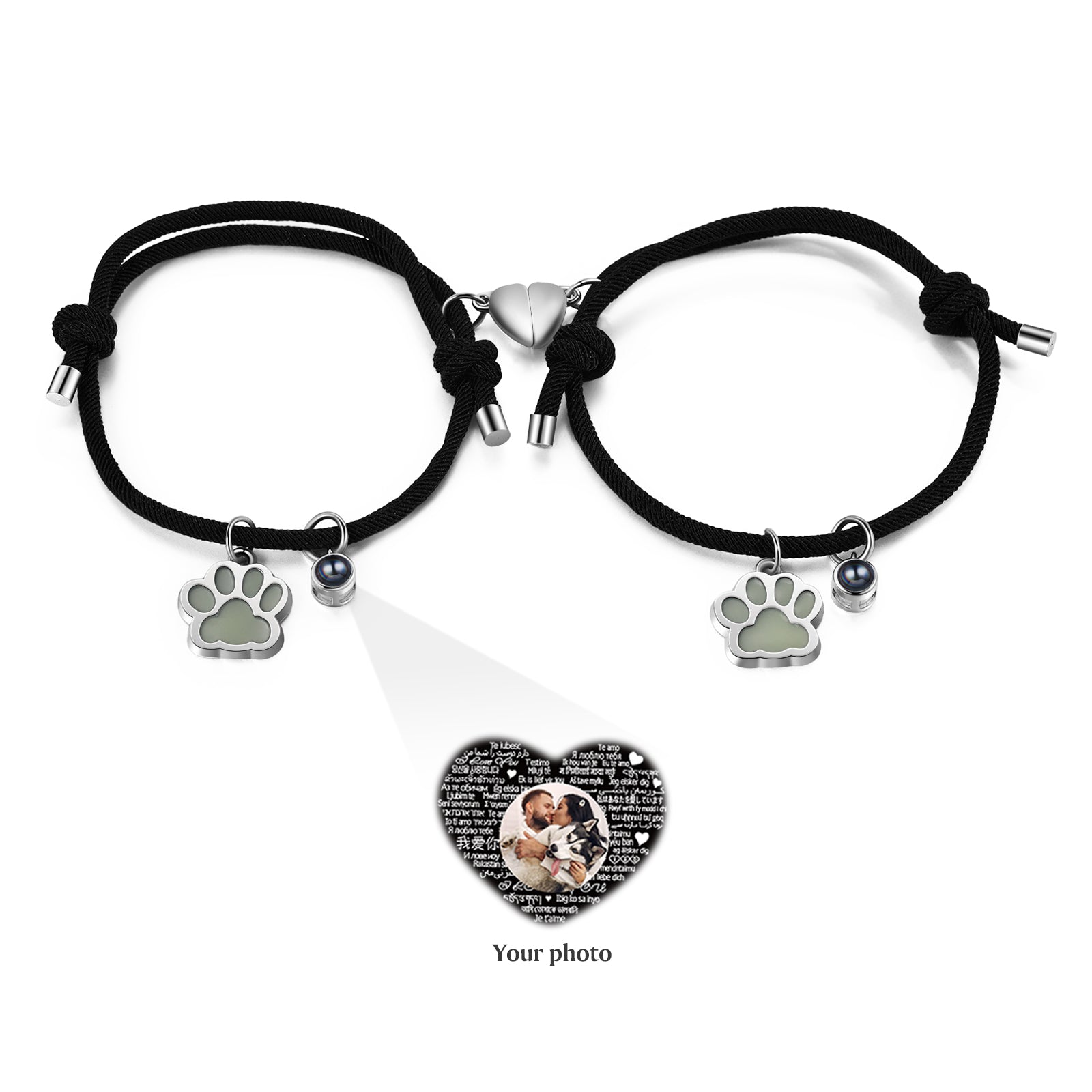 Custom Photo Couple Luminous Projection Woven Bracelet