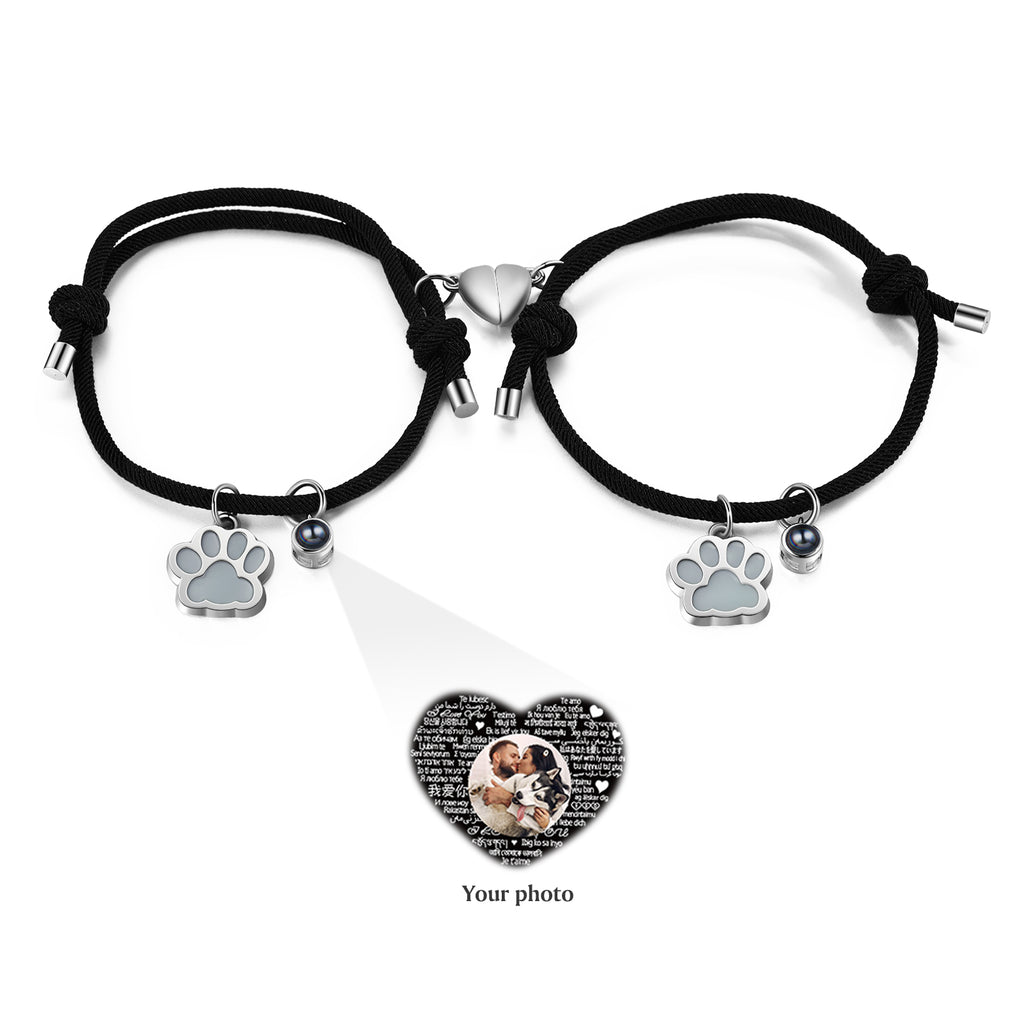 Custom Photo Couple Luminous Projection Woven Bracelet