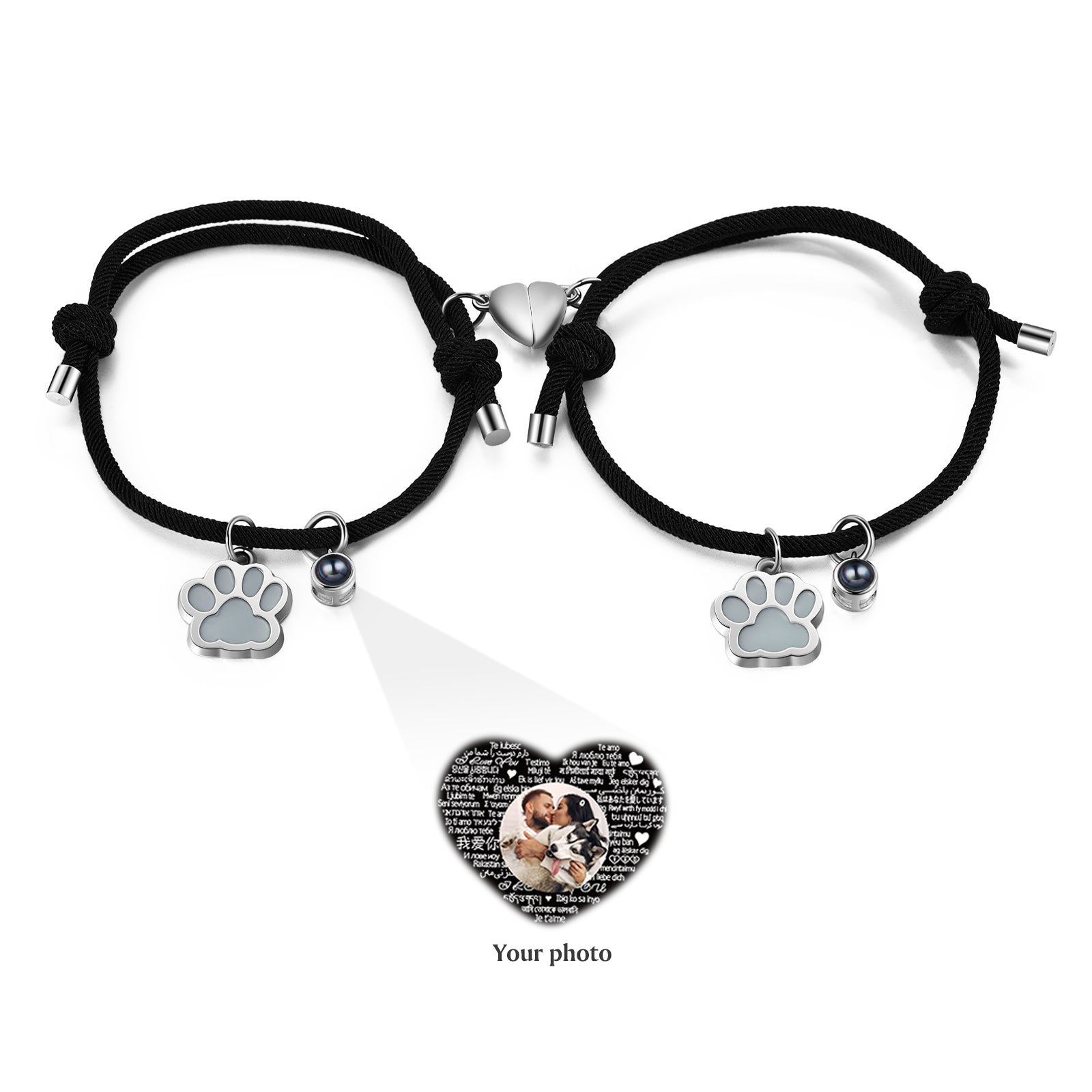 Custom Photo Couple Luminous Projection Woven Bracelet