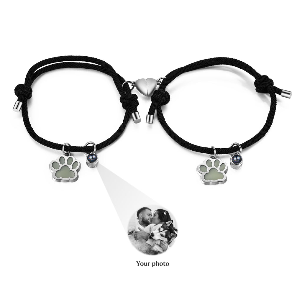 Custom Photo Couple Luminous Projection Woven Bracelet