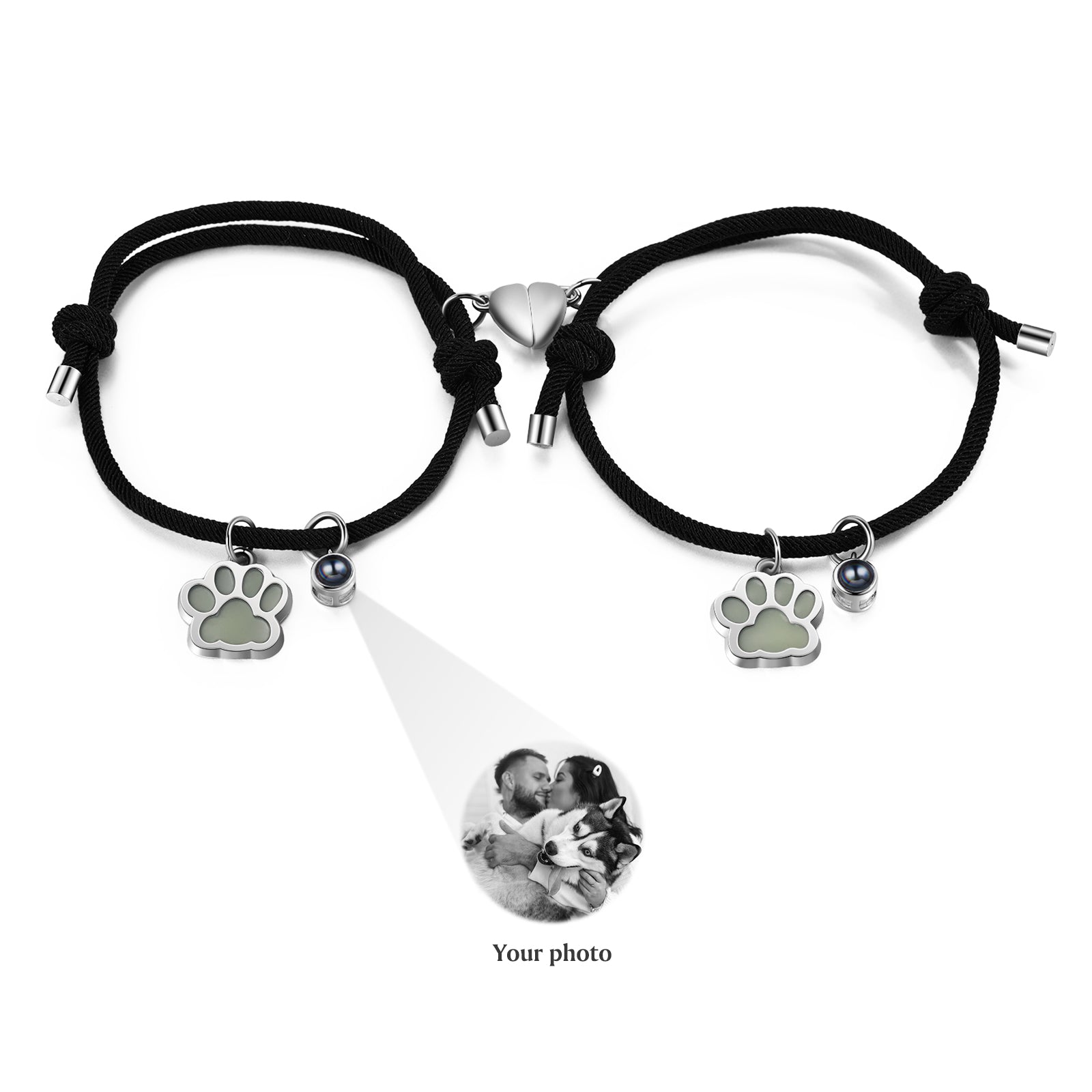 Custom Photo Couple Luminous Projection Woven Bracelet