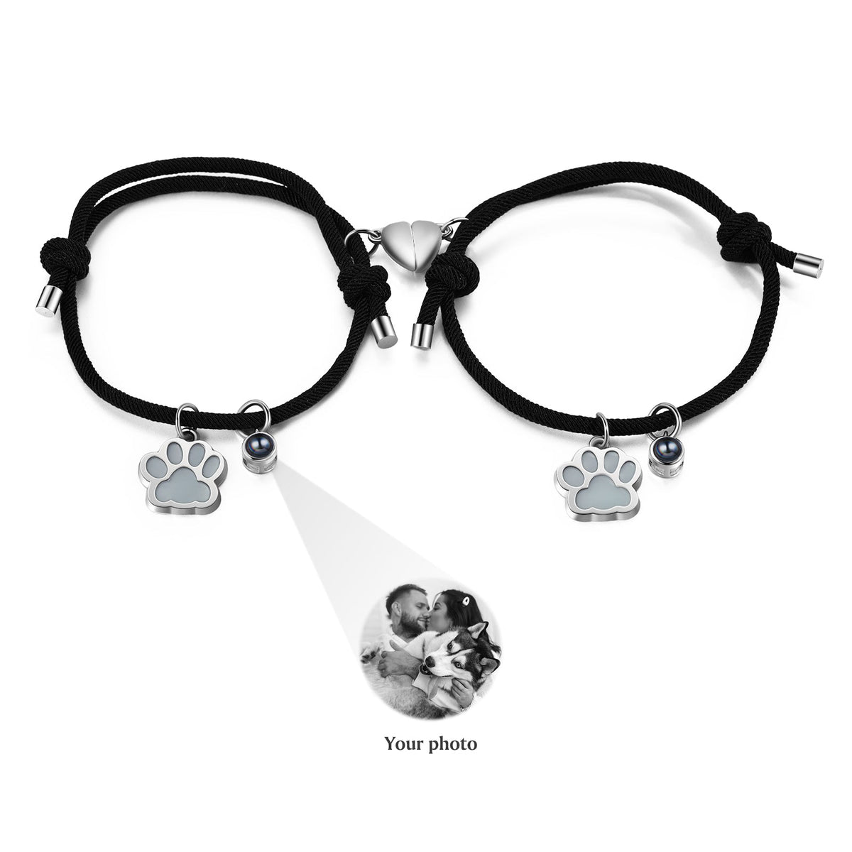 Custom Photo Couple Luminous Projection Woven Bracelet