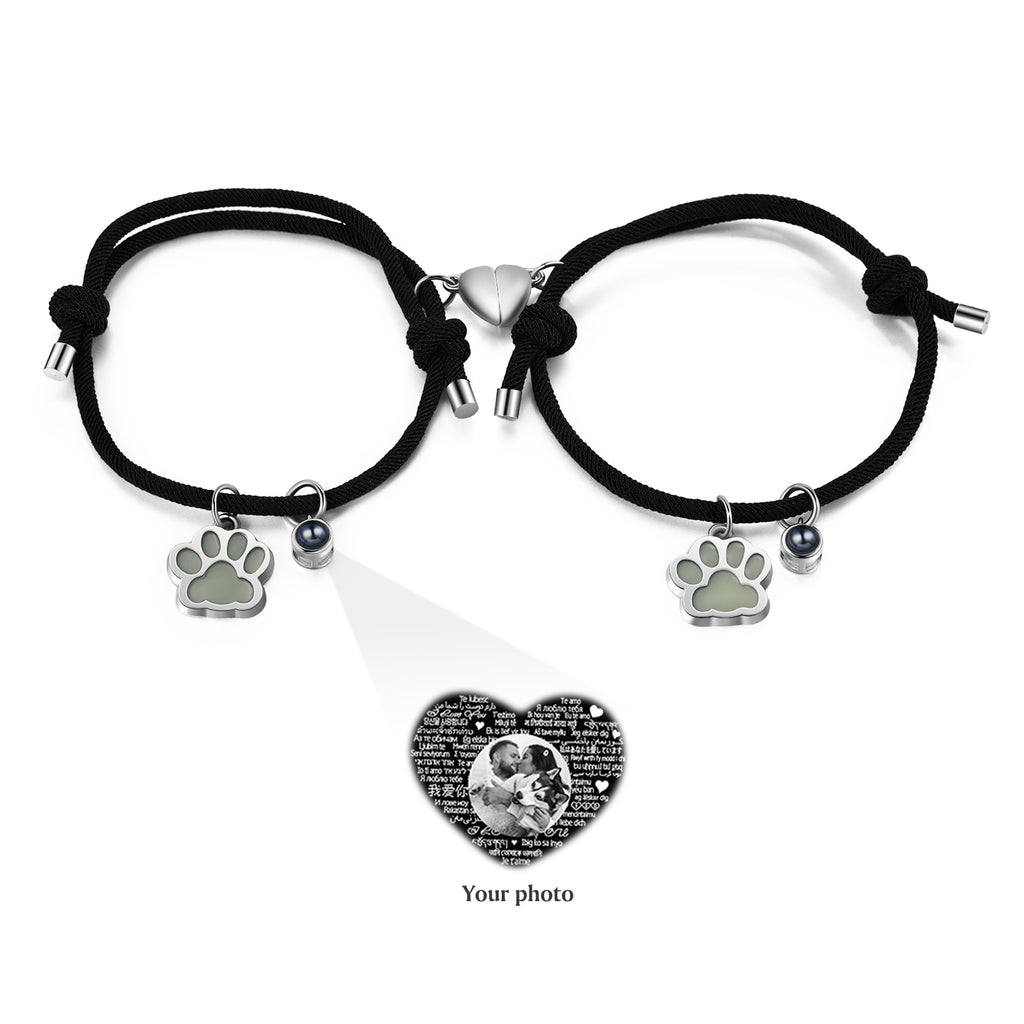 Custom Photo Couple Luminous Projection Woven Bracelet