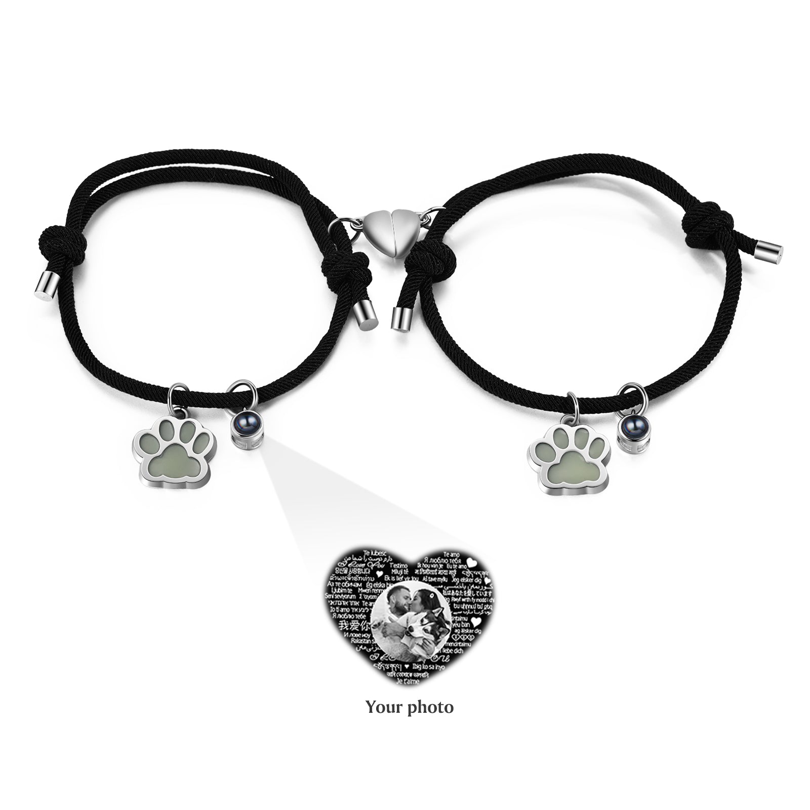 Custom Photo Couple Luminous Projection Woven Bracelet