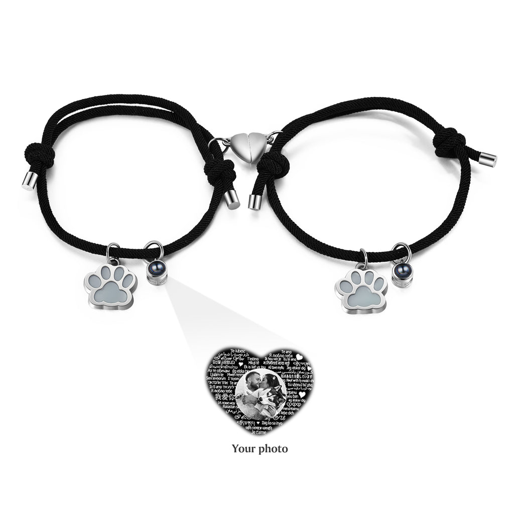 Custom Photo Couple Luminous Projection Woven Bracelet