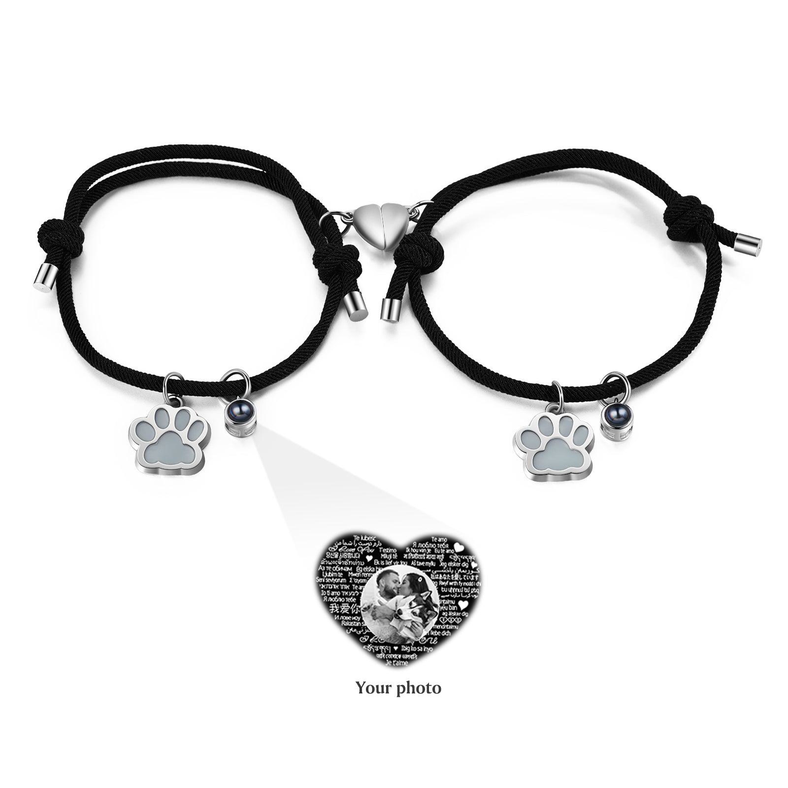 Custom Photo Couple Luminous Projection Woven Bracelet