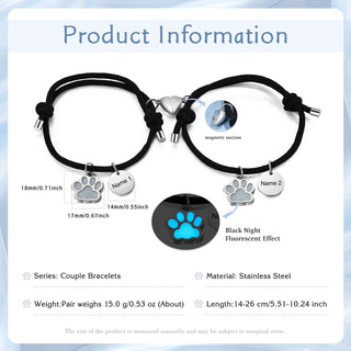 Custom Name Couple Luminous Braided Bracelet