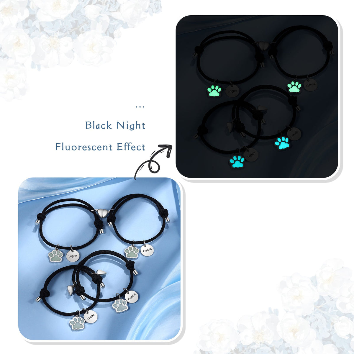Custom Name Couple Luminous Braided Bracelet