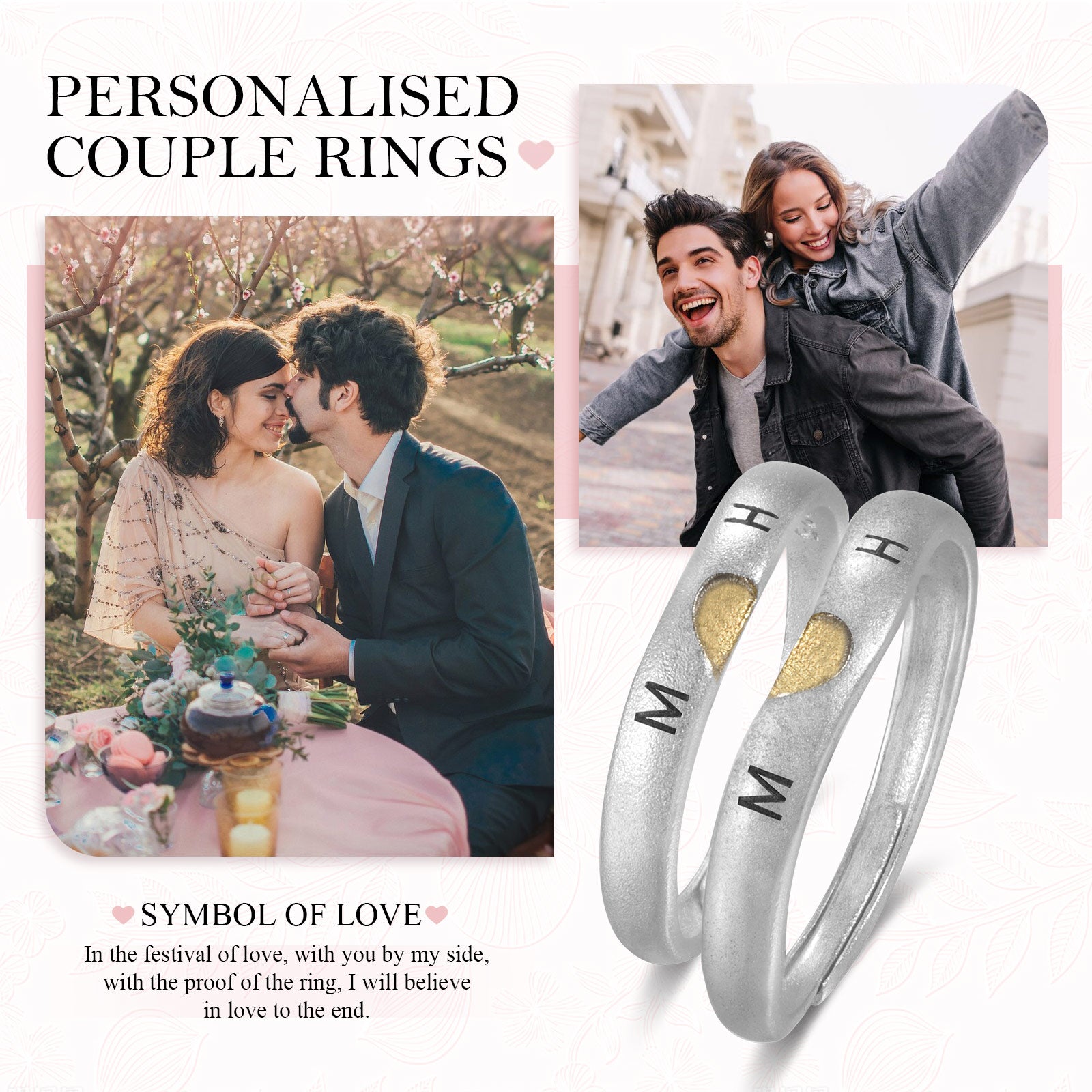 Custom Letter and Date Couple Ring