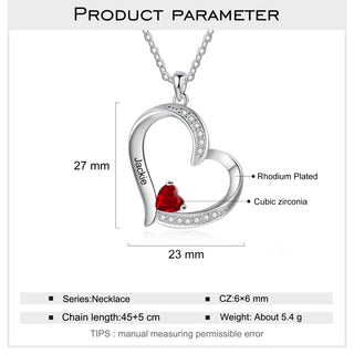 Custom Birthstone Heart Shape Copper Necklace