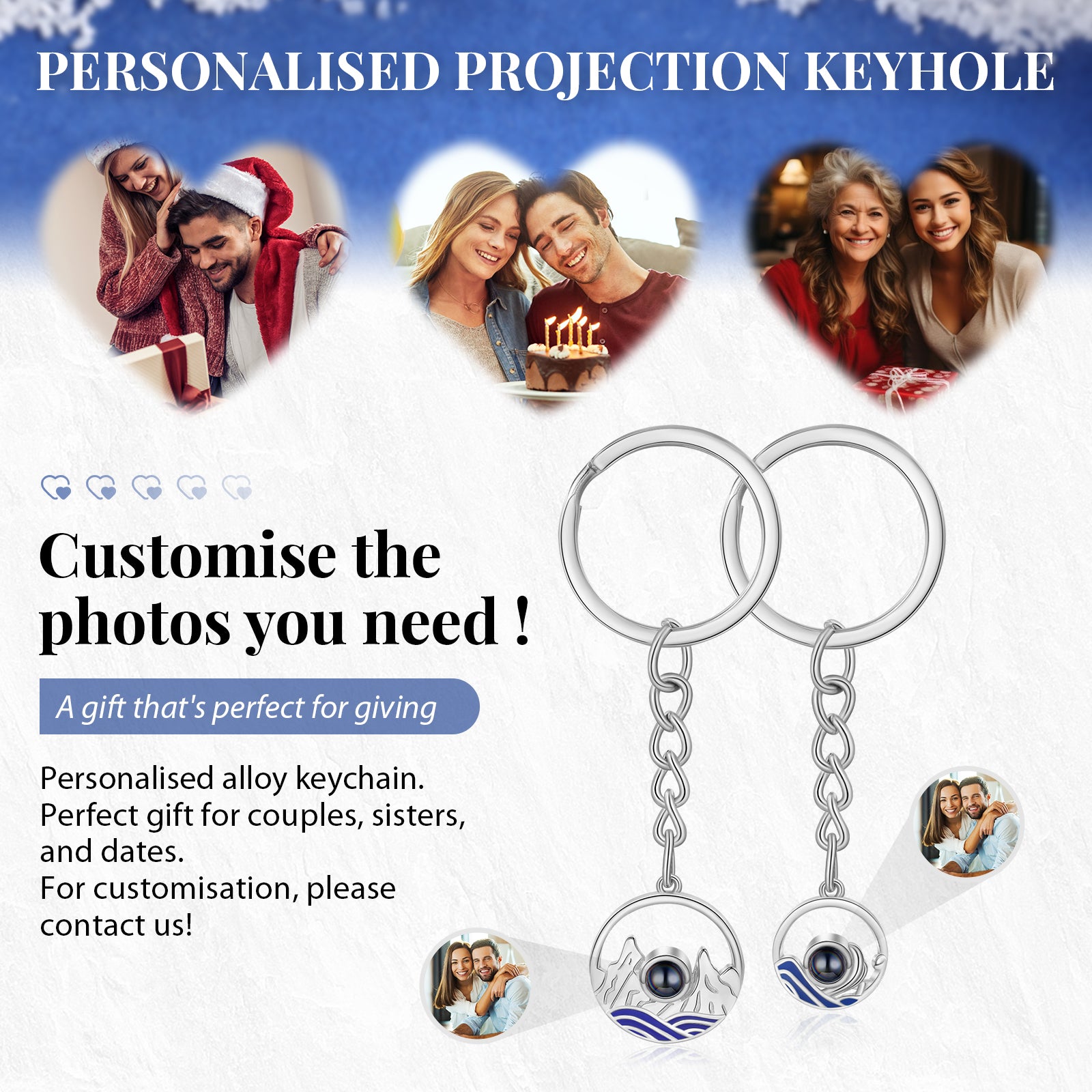 Custom Photo Couple Projection Keychains