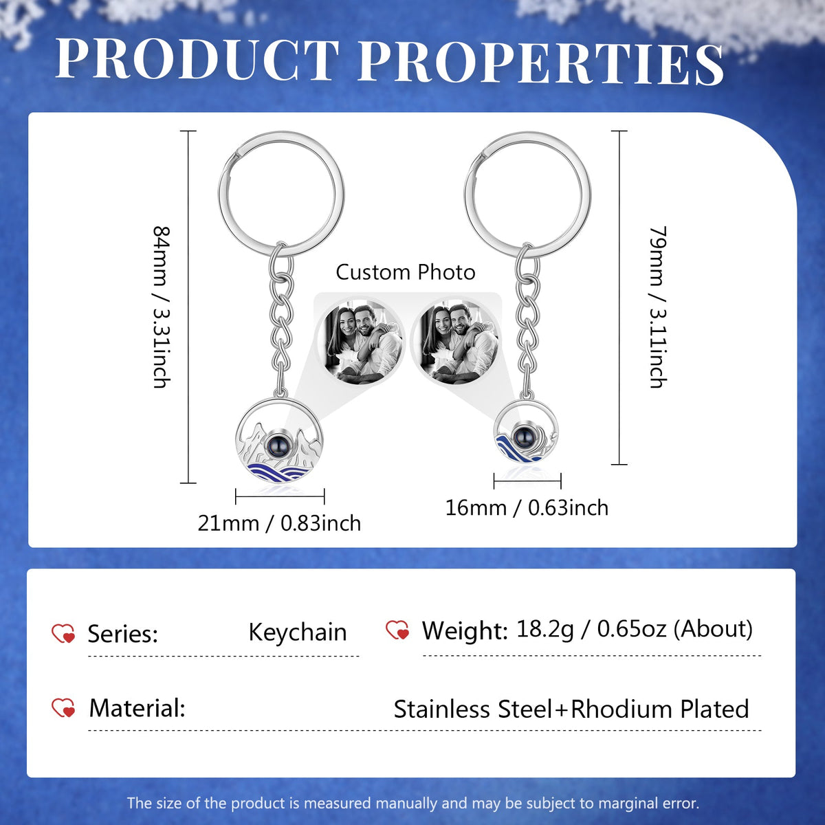 Custom Photo Couple Projection Keychains