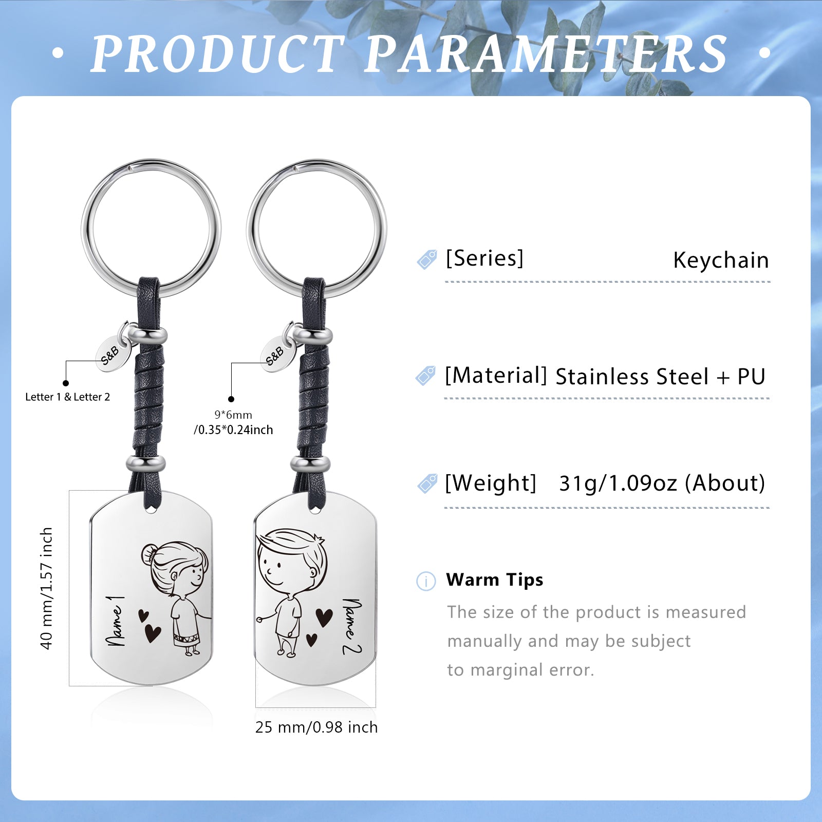Custom Name Couple Keychain