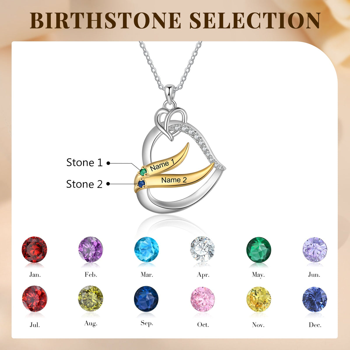 Custom Name Birthstone Necklace