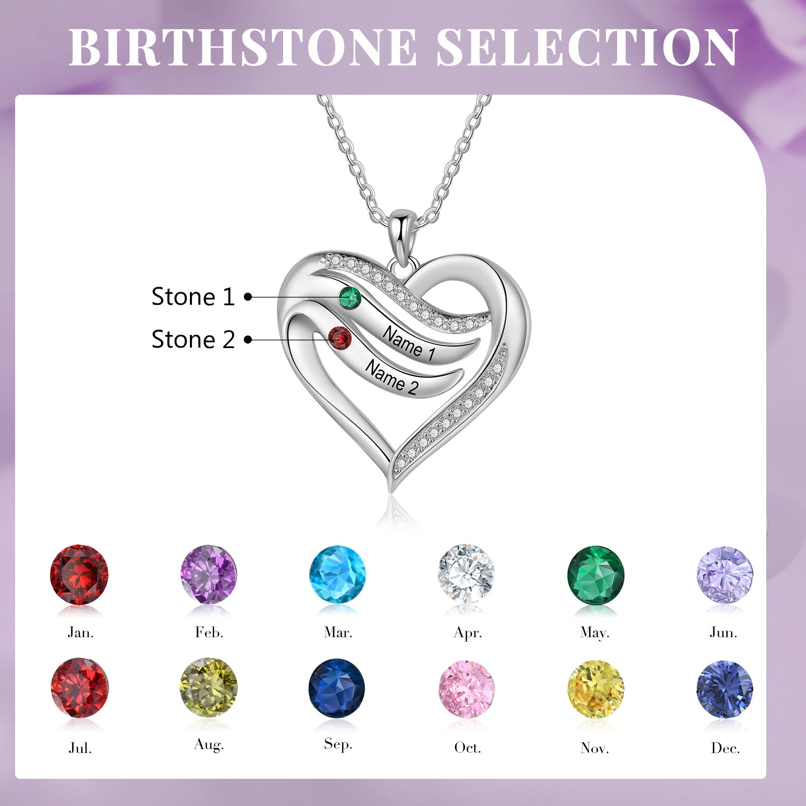 Custom Name Birthstone Necklace