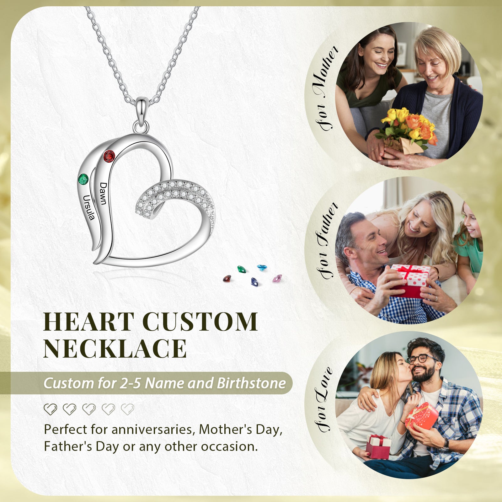 Custom Name Birthstone Necklace