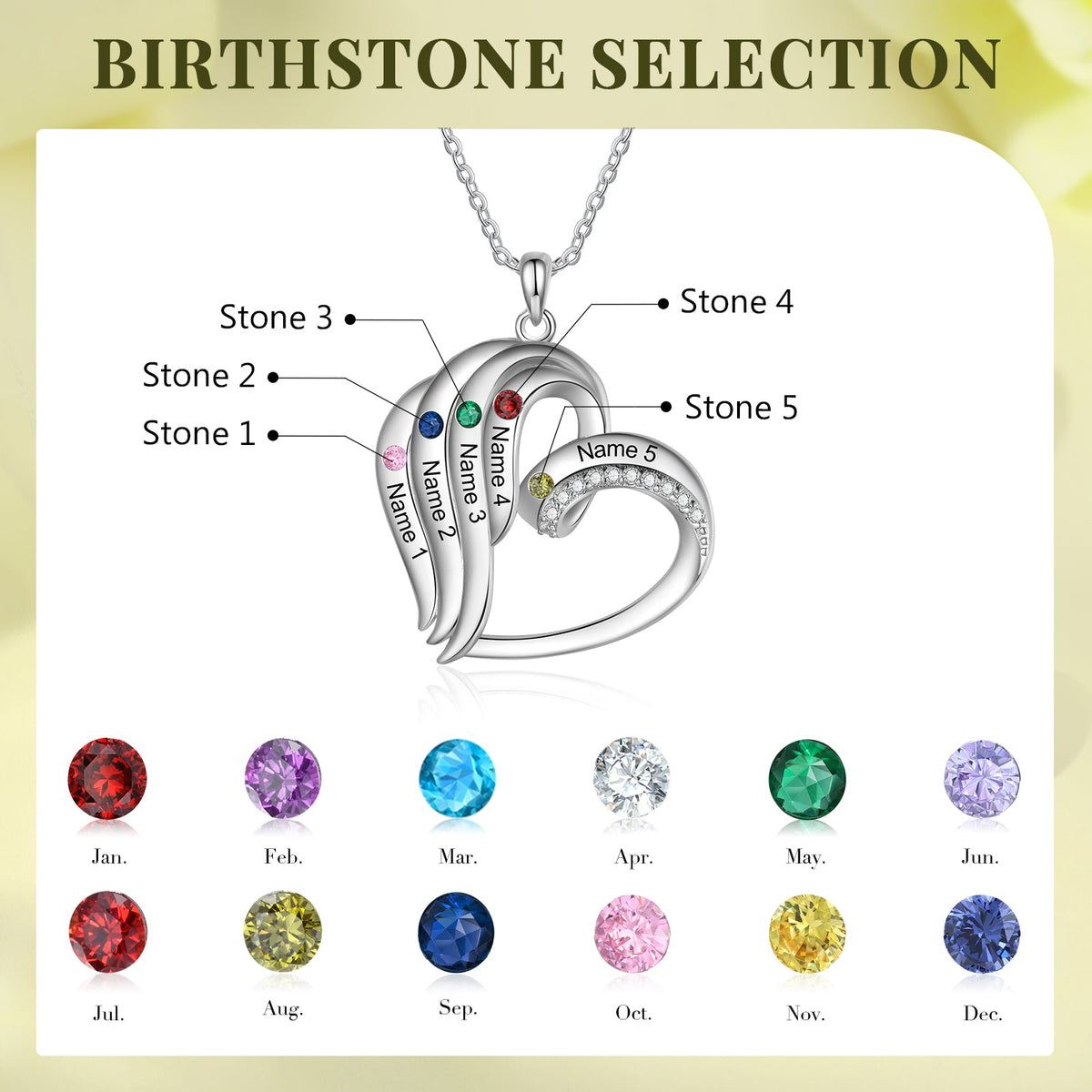 Custom Name Birthstone Necklace