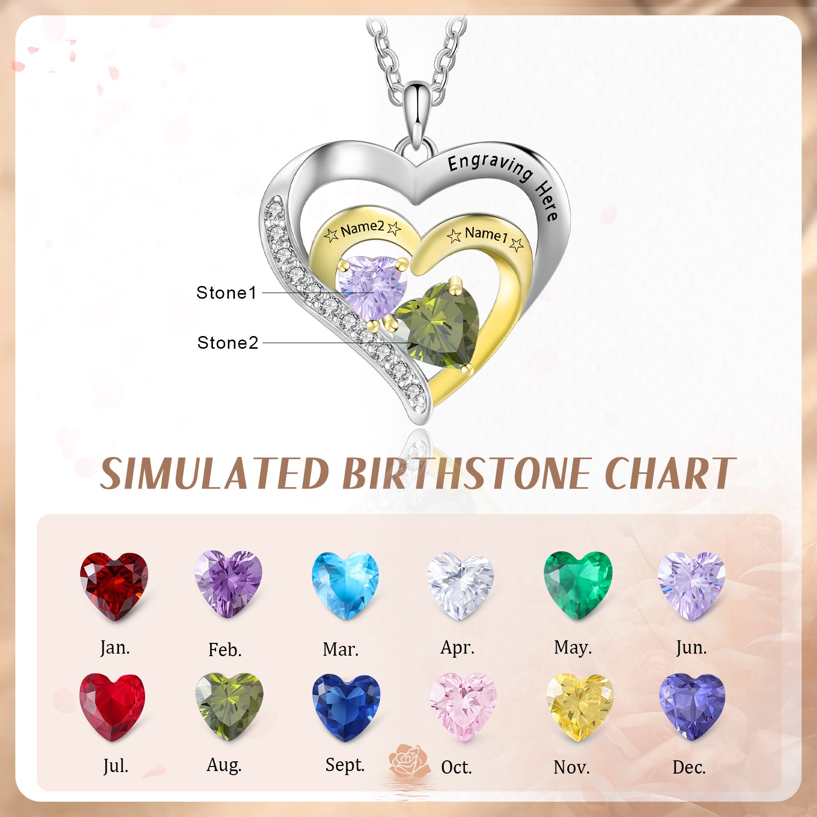 Custom Name Birthstone Necklace