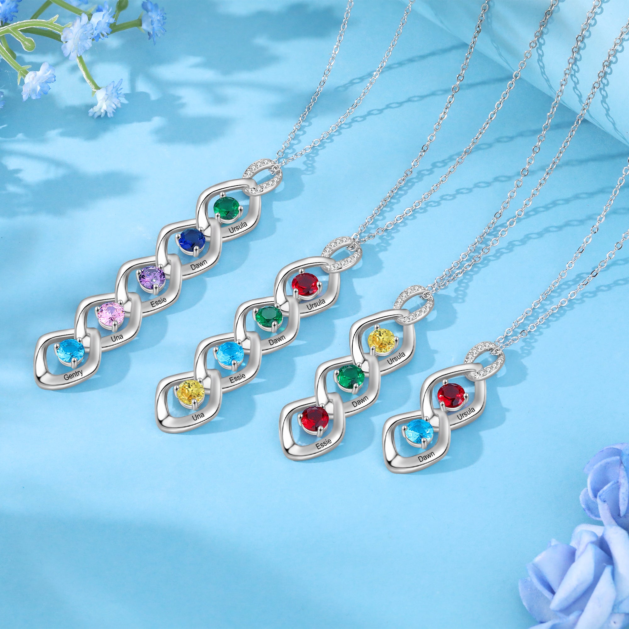 Custom Name Birthstone Necklace