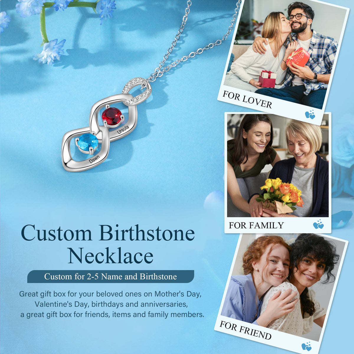 Custom Name Birthstone Necklace