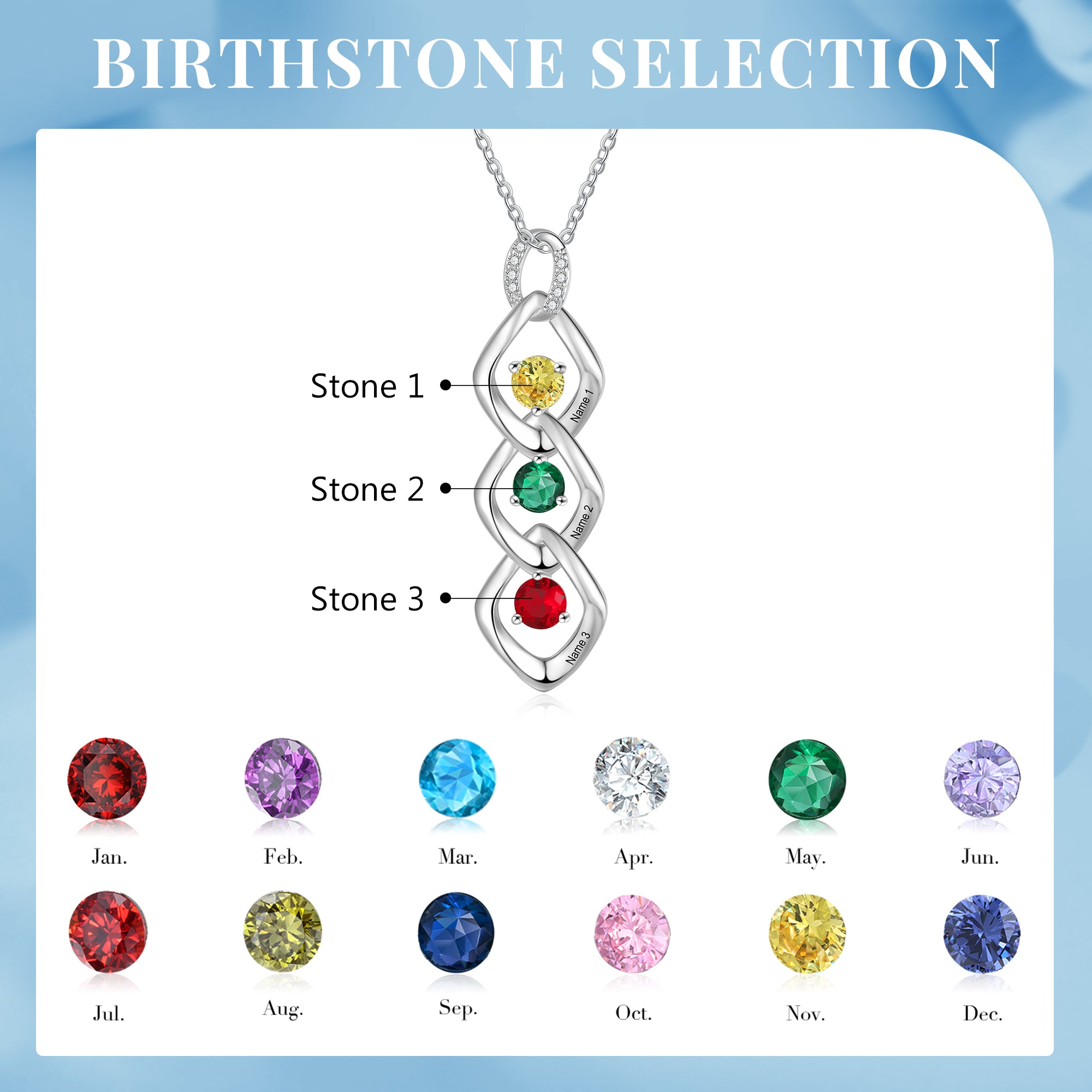 Custom Name Birthstone Necklace