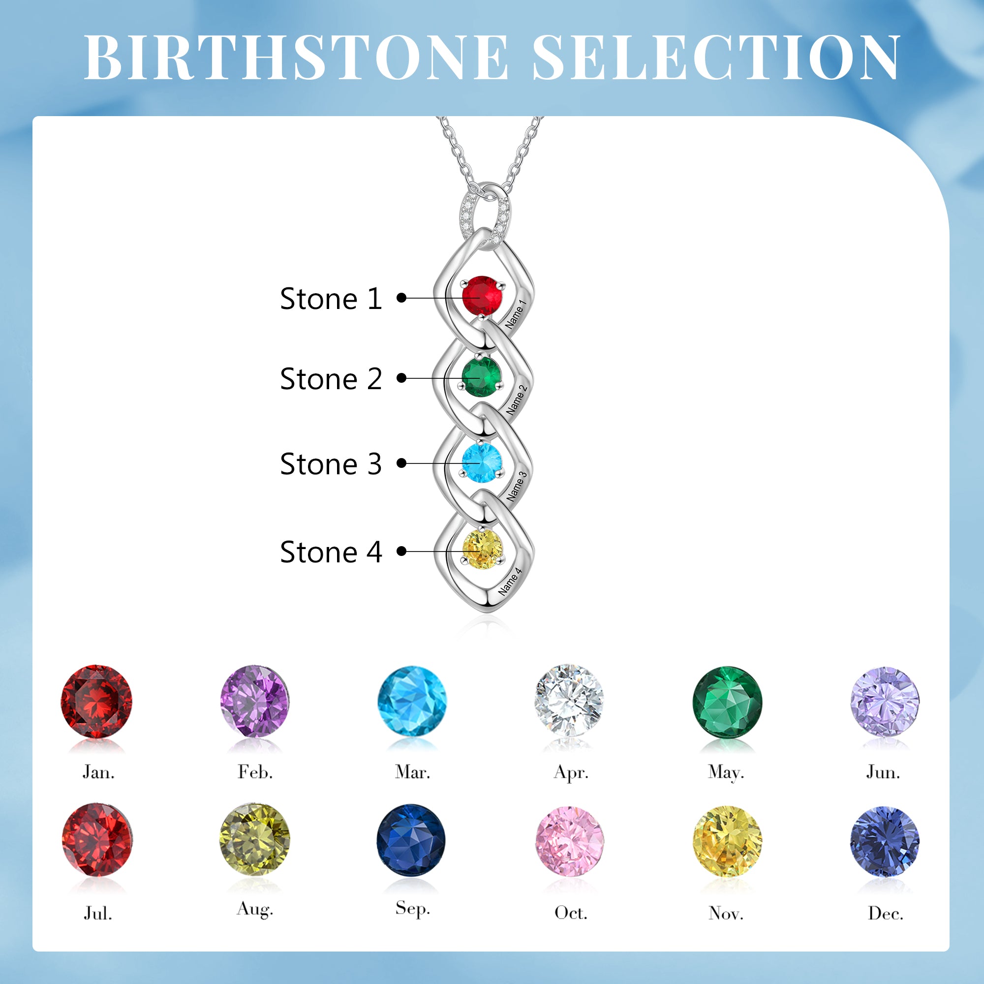 Custom Name Birthstone Necklace