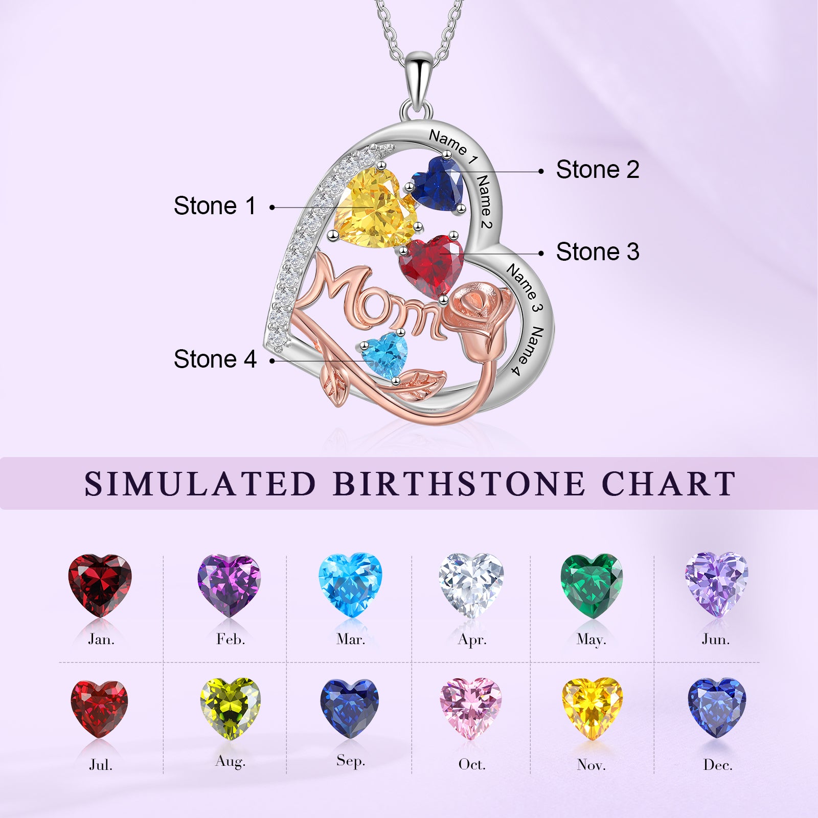 925 Sterling Silver Custom Birthstone Necklace