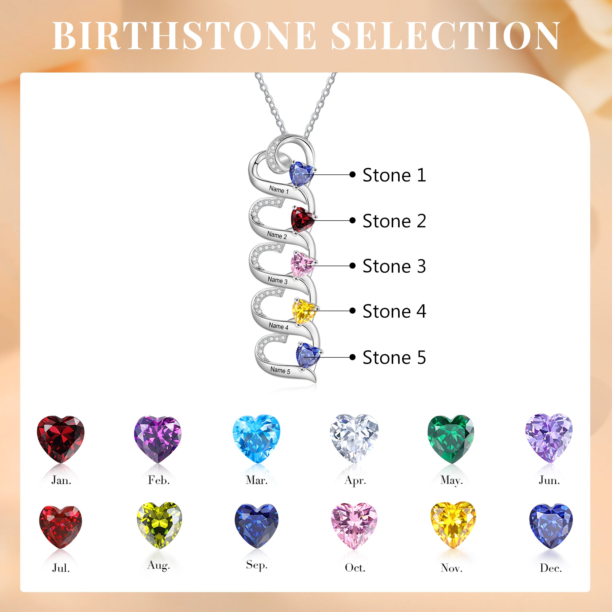 Custom Name Birthstone Necklace