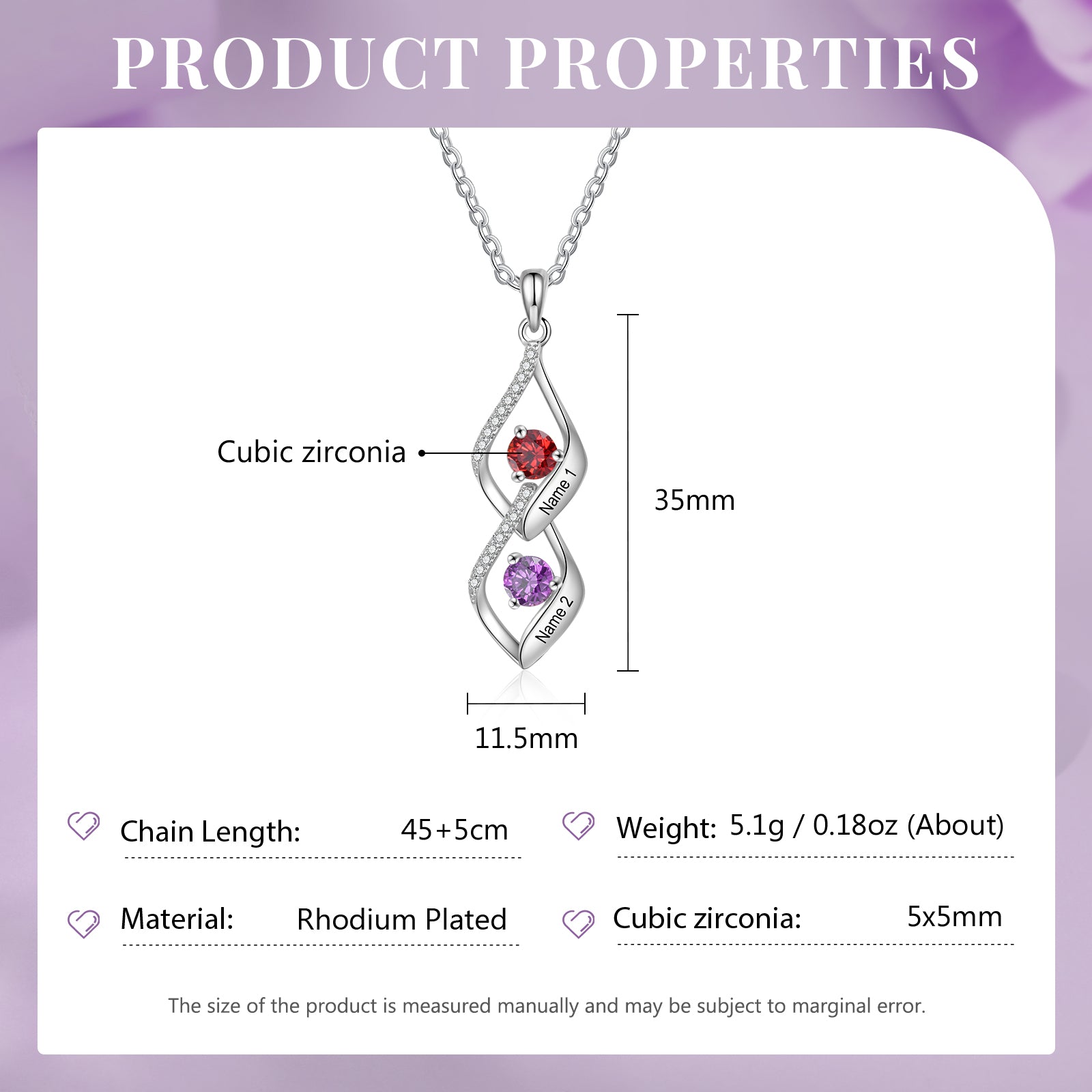 Custom Name Birthstone Necklace
