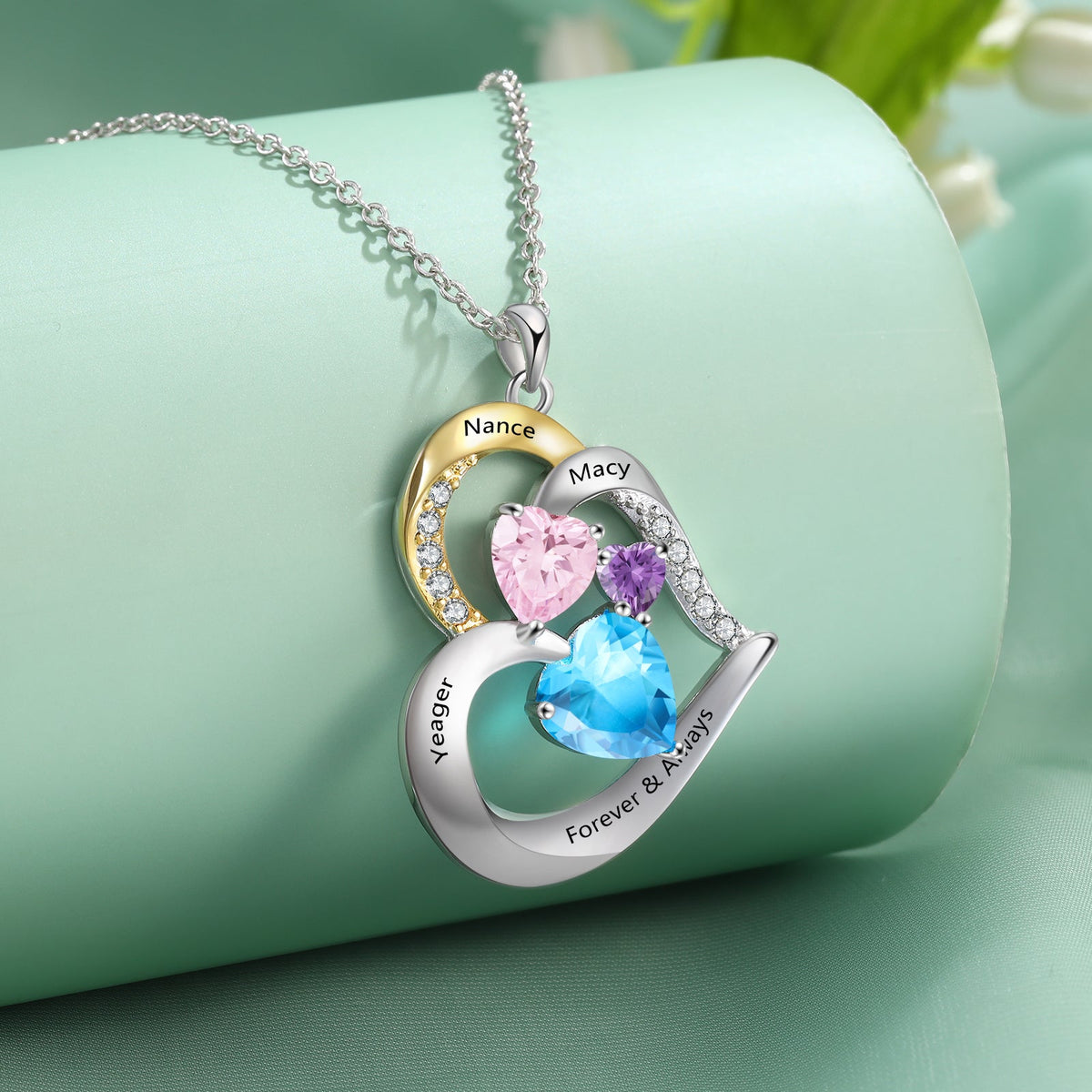 925 Sterling Silver Custom Birthstone Necklace