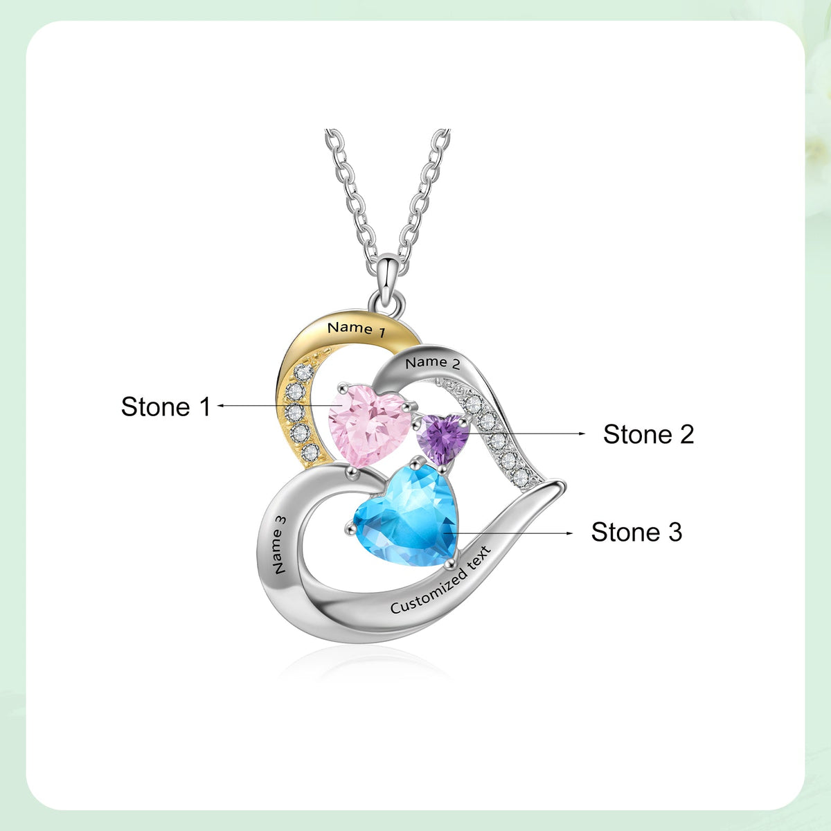 925 Sterling Silver Custom Birthstone Necklace