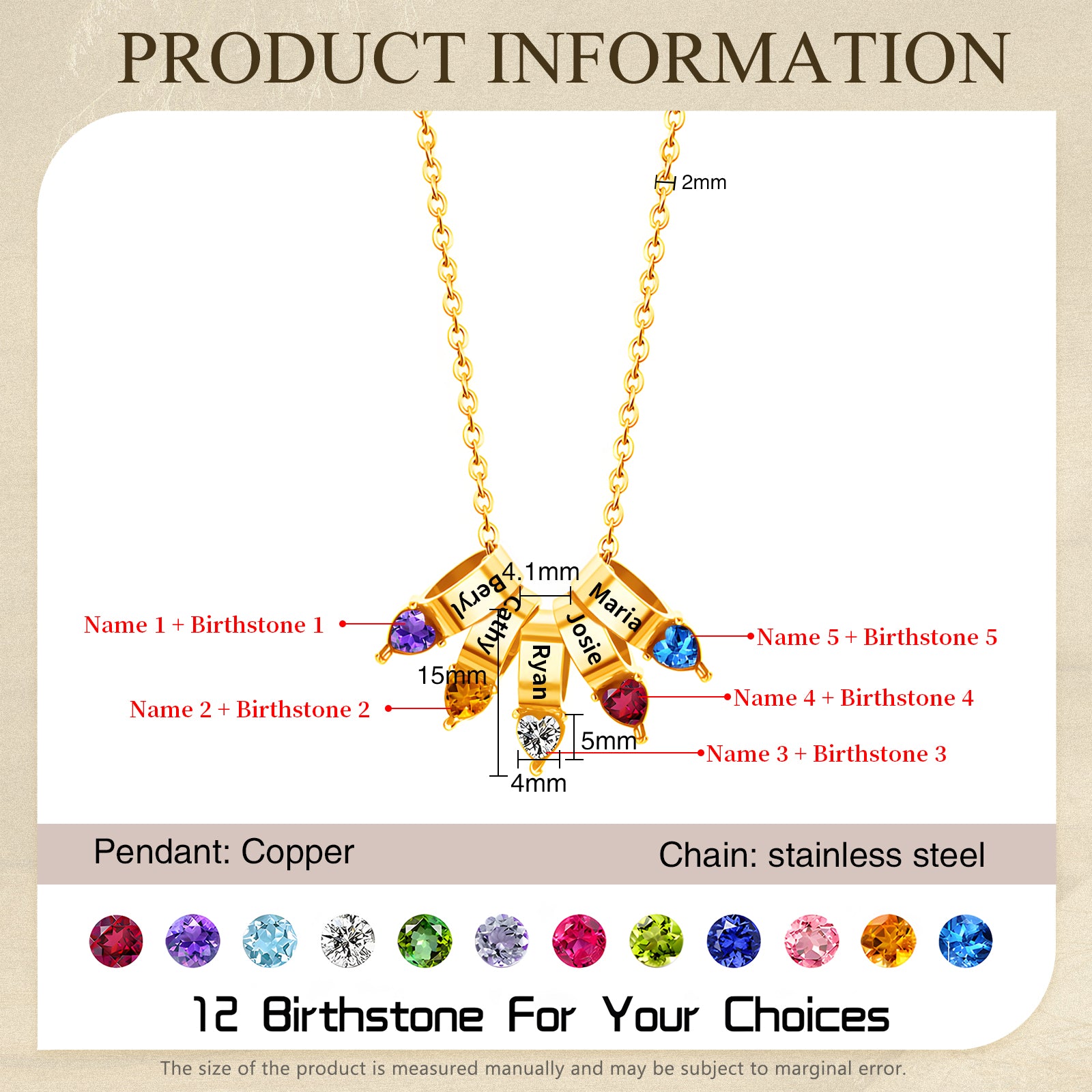 Mother's Day Birthstone Necklace